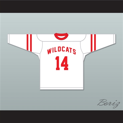 Troy Bolton 14 East High School Wildcats White Hockey Jersey Design 1