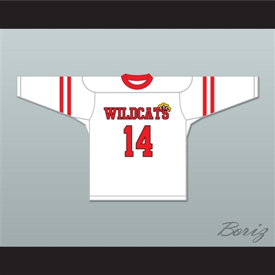 Troy Bolton 14 East High School Wildcats White Hockey Jersey Design 2