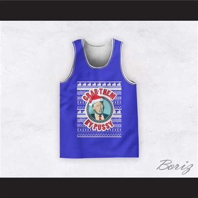 Donald Trump Grab Them By Pussy Christmas Blue Basketball Jersey