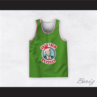 Donald Trump Grab Them By Pussy Christmas Green Basketball Jersey