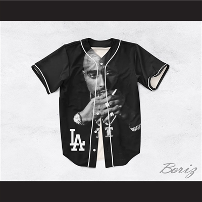 Tupac Shakur Makaveli 13 Los Angeles Black Baseball Jersey