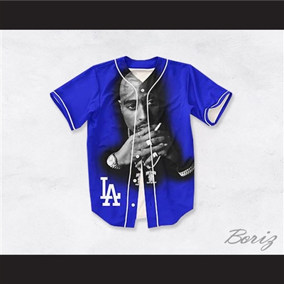 Tupac Shakur Makaveli 13 Los Angeles Blue Baseball Jersey