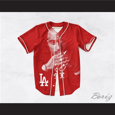 Tupac Shakur Makaveli 13 Los Angeles Red Baseball Jersey