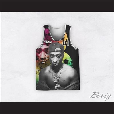 Tupac Shakur 01 Outlaws Advisory Skulls Basketball Jersey