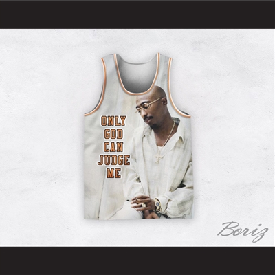Tupac Shakur 12 Only God Can Judge Me White Basketball Jersey