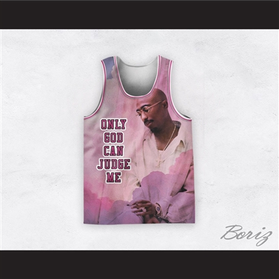 Tupac Shakur 12 Only God Can Judge Me Pink Heaven Basketball Jersey