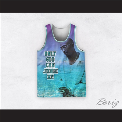 Tupac Shakur 12 Only God Can Judge Me Beach Scene Basketball Jersey