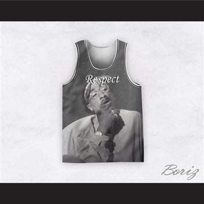Tupac Shakur 12 Respect Black and White Basketball Jersey