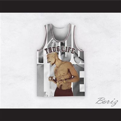 Tupac Shakur 12 Thug Life White Basketball Jersey