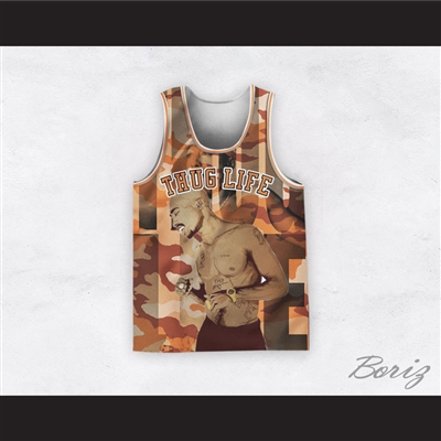 Tupac Shakur 12 Thug Life Orange Camouflage Basketball Jersey