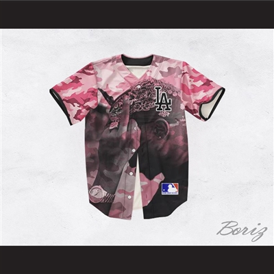 Tupac Shakur 13 Los Angeles Pink Camouflage Baseball Jersey