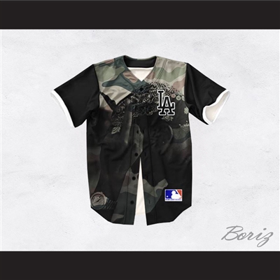 Tupac Shakur 13 Los Angeles Green Camouflage Baseball Jersey