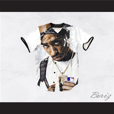 Tupac Shakur 13 New York Portrait White Baseball Jersey