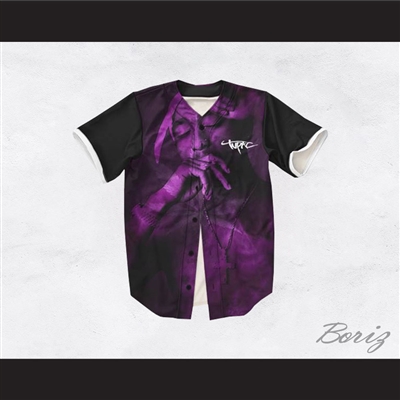 Tupac Shakur 13 Black and Purple Baseball Jersey