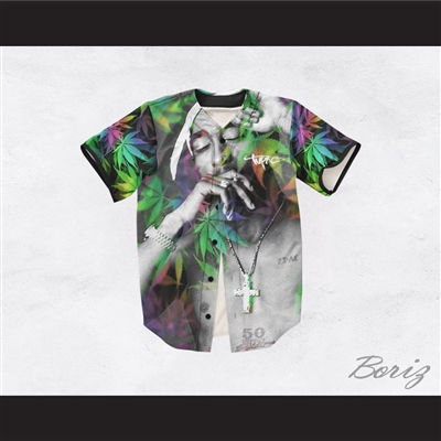 Tupac Shakur 13 Rainbow Cannabis Baseball Jersey