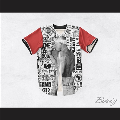 Tupac Shakur 16 Old School Hip Hop Logos White Baseball Jersey