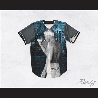 Tupac Shakur 16 Old School Hip Hop Logos City Night Baseball Jersey