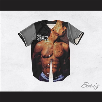 Tupac Shakur 16 Tribute Gray Sleeves Baseball Jersey