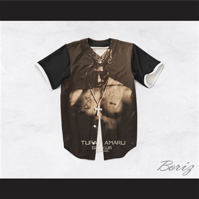 Tupac Shakur 16 Tribute 1971-1996 Black Baseball Jersey