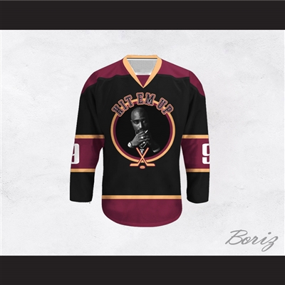 Tupac Shakur 9 Hit Em Up Hockey Jersey Design 2