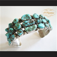 P Middleton Turquoise Cluster Cuff Bracelet Sterling Silver .925 with Semi-Precious Stones