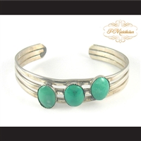 P Middleton Triple Oval Turquoise Sterling Silver .925 Cuff Bracelet