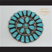 P Middleton Turquoise Flower Sterling Silver .925 Brooch Pin