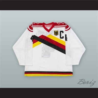 Udo Keissling 4 1989 West Germany White Hockey Jersey with Patch