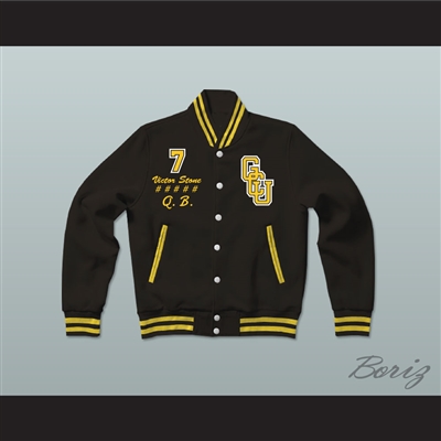 V. Stone G.C.U. Black Varsity Letterman Jacket-Style Sweatshirt Cyborg