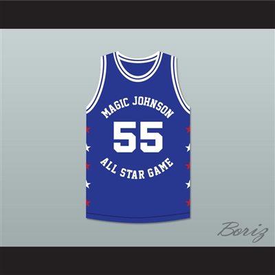 Kiki VanDeWeghe 55 Magic Johnson All Star Game Blue Basketball Jersey 1989 Midsummer Night's Magic Charity Event