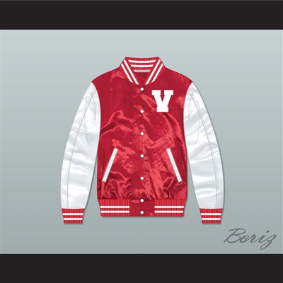 Vanderbilt Muskrats High School Red/ White Varsity Letterman Satin Bomber Jacket