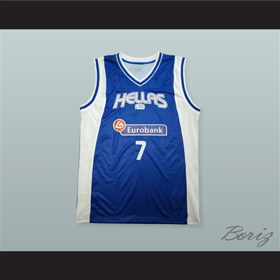 Vassilis Spanoulis 7 Greece Blue Basketball Jersey