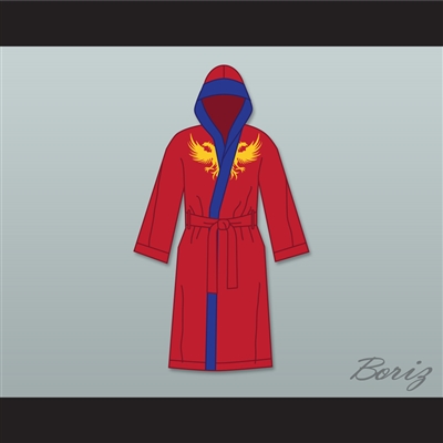 Viktor Drago Red Satin Full Boxing Robe with Hood Creed II