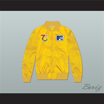 Violators Basketball 7th Annual Rock N' Jock B-Ball Jam 1997 Yellow Varsity Letterman Satin Bomber Jacket