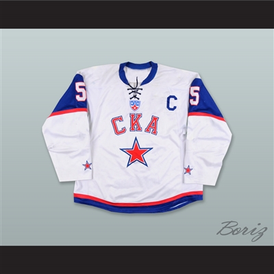 Vitali Vishnevsky 5 SKA St. Petersburg White Tie Down Hockey Jersey