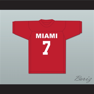 Vlada Kostov 7 Miami Red Football Jersey Semi-Tough