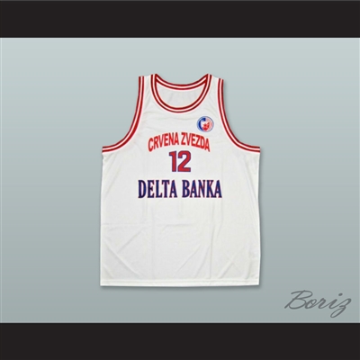 Vlade Divac 12 KK Crvena Zvezda Red Star Beograd Serbia White Basketball Jersey