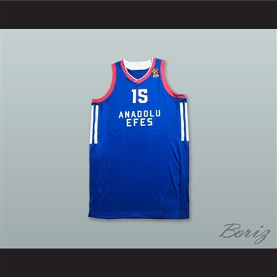 Vladimir Stimac 15 Anadolu Efes SK Istanbul Turkey Blue Basketball Jersey