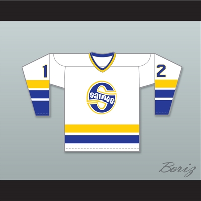 WHA 1972-73 Minnesota Fighting Saints Mike Antonovich 12 Home Hockey Jersey