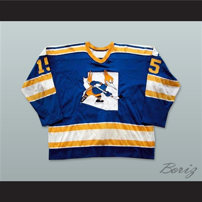 WHA 1975-76 Phoenix Roadrunners John Gray 15 Away Hockey Jersey