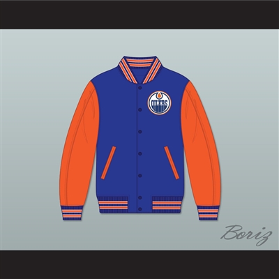 WHA Alberta Blue and Orange Varsity Letterman Jacket-Style Sweatshirt 2