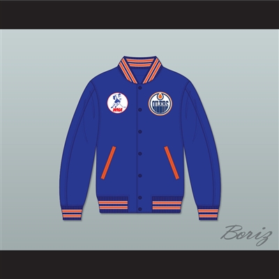 WHA Alberta Blue Varsity Letterman Jacket-Style Sweatshirt 1