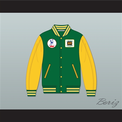 WHA Chicago Cougars Green and Yellow Varsity Letterman Jacket-Style Sweatshirt 1