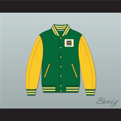 WHA Chicago Cougars Green and Yellow Varsity Letterman Jacket-Style Sweatshirt 2