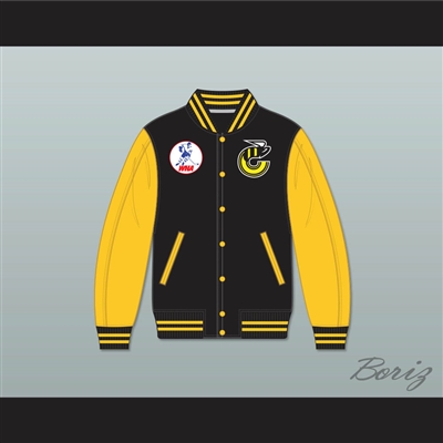 WHA Cincinnati Stingers Black and Yellow Varsity Letterman Jacket-Style Sweatshirt 1