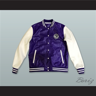 WHA Cleveland Crusaders Hockey Purple and White Lab Leather Varsity Letterman Jacket