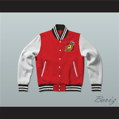 WHA Michigan Stags Red and White Varsity Letterman Jacket-Style Sweatshirt 2