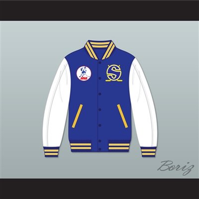 WHA Minnesota Blue and White Varsity Letterman Jacket-Style Sweatshirt 1