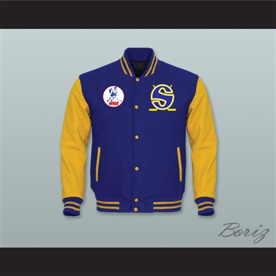 WHA Minnesota Royal Blue Wool and Yellow Gold Lab Leather Varsity Letterman Jacket 1