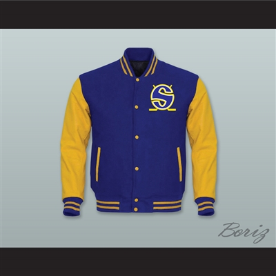 WHA Minnesota Royal Blue Wool and Yellow Gold Lab Leather Varsity Letterman Jacket 2